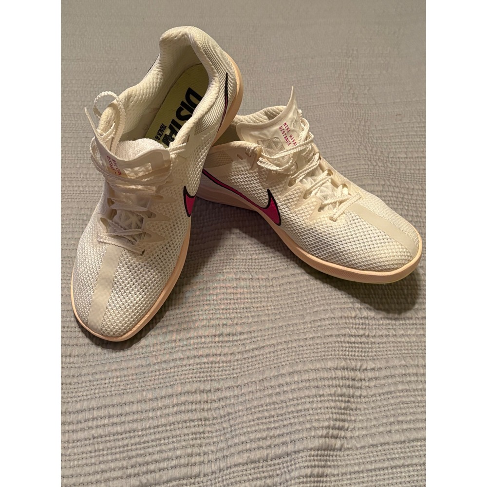Nike Zoom‎ Rival Distance Track Field Spikes White Pink Just Send It Men 11.5